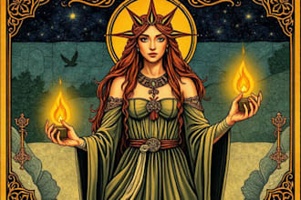 create professional tarot card character artwork with fantasy style