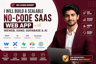 develop ai powered saas mvp no code web apps  weweb  xano ai automation supabase