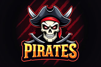 create amazing skull pirates mascot logo in 12 hours