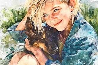 draw portraits and caricature watercolor illustration