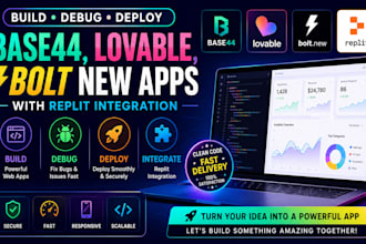 build, debug and deploy base44, lovable, bolt new apps with replit integration