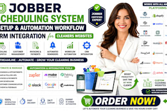 jobber scheduling system setup automation workflow CRM integration cleaners web