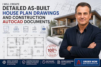 create detailed as built house plan drawings and construction autocad documents