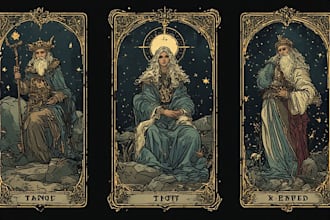 create tarot card character illustrations