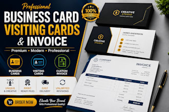 design professional business card, visiting cards and invoice