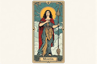 design vintage tarot card character art for you