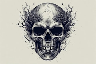 design professional skull illustration art with detailed shading