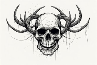 create custom skull art illustrations for posters and merch