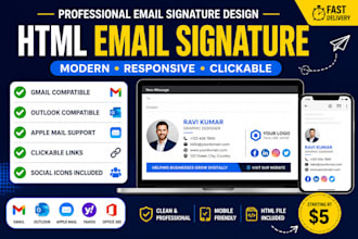 create premium email signature with clickable icons and banner