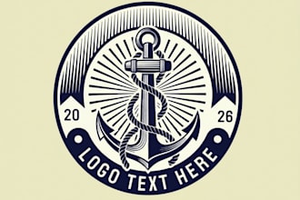 create modern anchor, nautical logo t shirt design