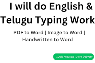 do fast telugu and english typing, data entry work