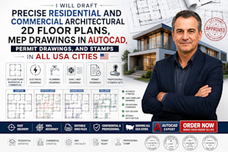 draft precise residential and commercial architectural 2d floor plans in autocad