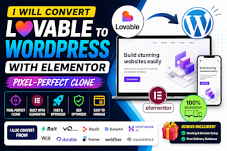 convert lovable to wordpress with elementor pixel perfect clone