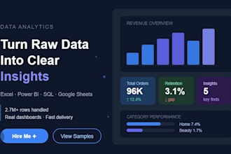 analyze your business data and build dashboards using excel and power bi