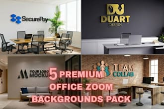 design professional office mockup or zoom virtual background with your logo
