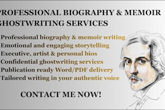 write a professional biography, memoir or autobiography ghostwrite
