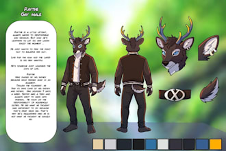 draw furry avatar, werewolf, fursona avatar, reference sheet
