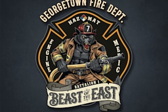 create modern style for firefighter mascot logo design