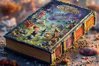 create a unique cartoon book cover for kids stories