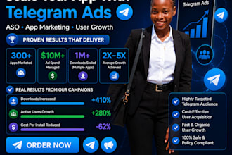 do andriod app promotion, gain app install  via telegram ads  game promotion ios