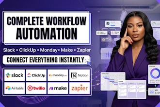 automate slack clickup monday airtable zapier make workflow systems ai