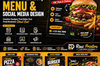 design modern food flyer restaurant menu and social media post