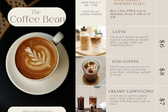 design a cozy coffee shop or restaurant flyer in canva
