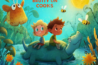 create beautiful childrens book cover illustration