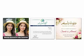 iwill edit photos in HD and design urdu english documents