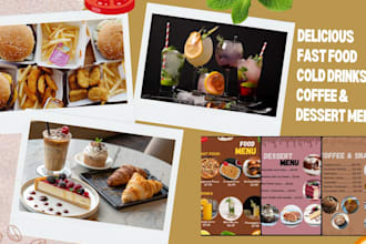 design editable cafe, restaurant and drink menu cards