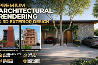 design photorealistic 3d interior and exterior  renderings