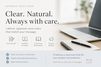provide voice over narration in japanese with clean audio