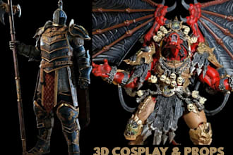 sculpt 3d cosplay creation, armor, wearable helmet and anime cosplay props