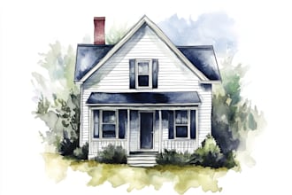 house in watercolor painting style