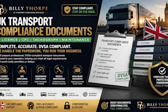 prepare UK transport compliance documents o licence CPC tachograph maintenance