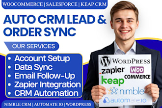 sync woocommerce salesforce keap nimble crm automate io wordpress ai automation