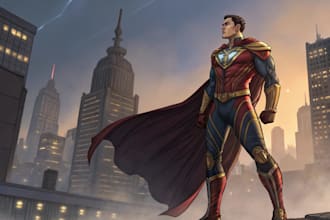 create superhero character art in comic or realistic style