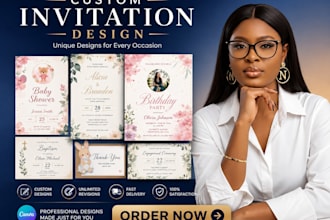 create a modern wedding invite, birthday invite, party invite using canva mockup