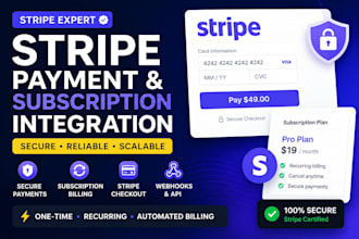integrate stripe subscriptions and payment gateway API