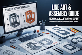 do product instruction manual, line art and assembly instruction
