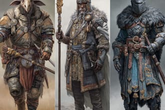 make dnd character art or rpg character, character design