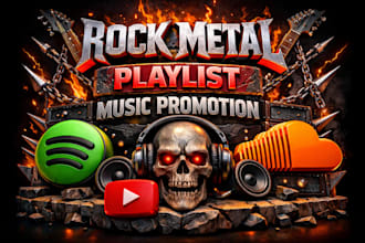 do spotify USA music promotion, rock metal playlist, rock metal music promotion