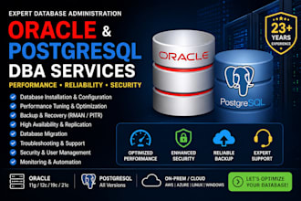 manage oracle database and postgresql administration, tuning and support,ha,drs