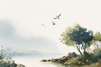 draw aesthetic watercolor scenery for your brand