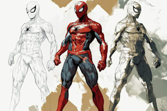 illustrate a superhero comic and marvel character