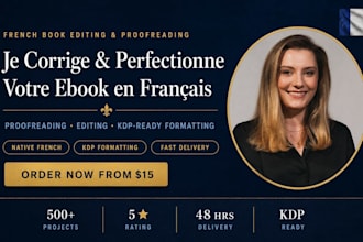 proofread and edit your french ebook, book manuscript, or KDP publication