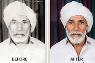do professional old photo restoration and fix damaged photos