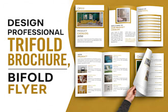design professional trifold brochure, bifold flyer