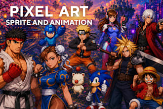 create high qulity pixel art sprite and game animation