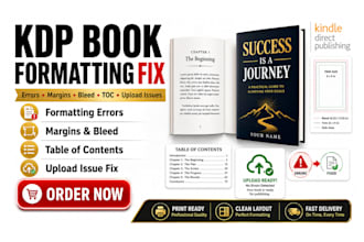 fix KDP book formatting errors, margins, bleed, table of contents upload issues